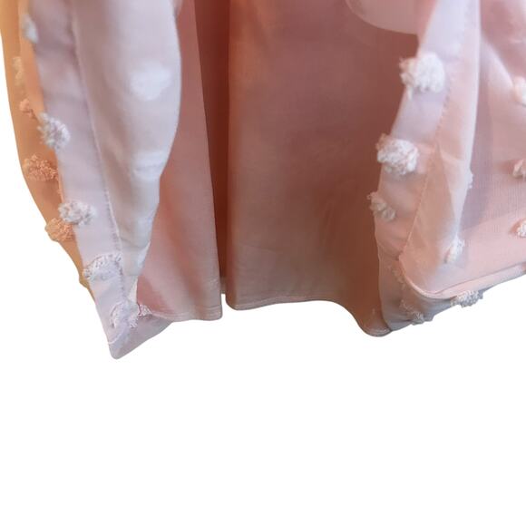 Belongsci Women Mini Dress L Pink 3D‎ Distressed Dots Chiffon Romantic Cottage - Picture 8 of 11